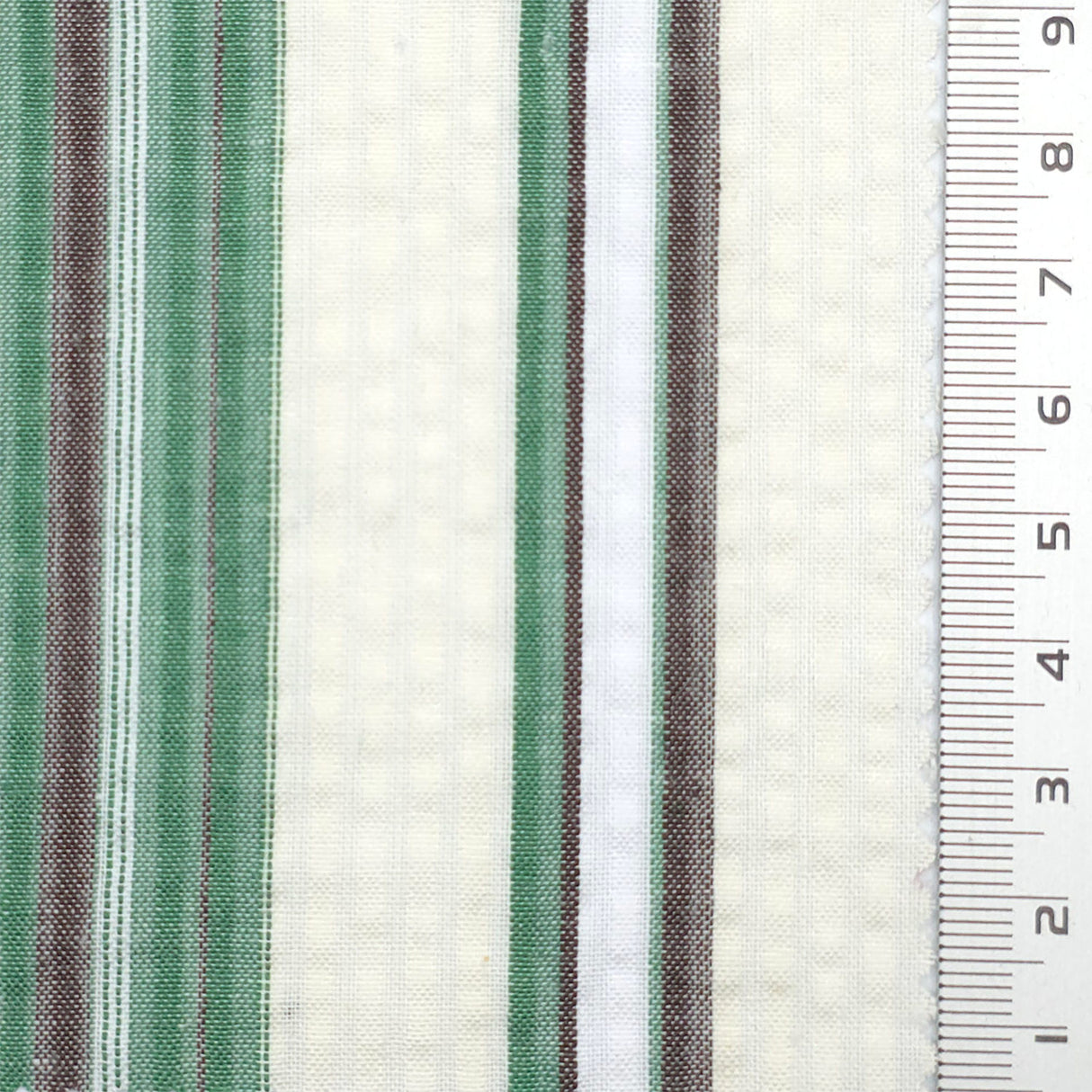 Emerald Green Stripe Seersucker Cotton Poly Woven Fabric - FAB1828
