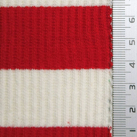 1 Inch Stripe Rib Cotton Spandex Knit Fabric - FAB1608 - 1.White/Black-2.White/Navy-3.White/Red-4.White/Blue-5.White/Blue-6.White/Pink-7.White/Grey-8.White/Green-9.White/Beige-10.White/Royal 