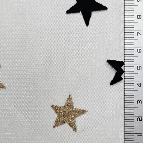 Star Flocked Mesh Metallic Polyester Knit Fabric - FAB1610 - 1.Pink-2.Beige-3.White-4.Black 