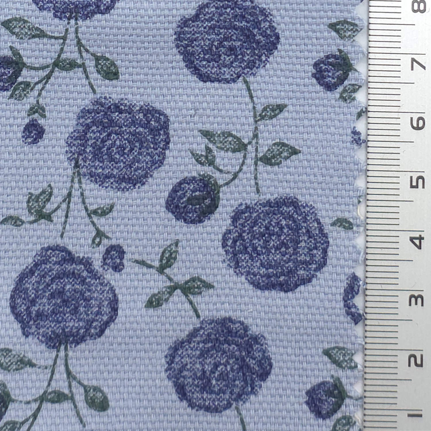 Blue/Blue - 10 Count Floral Oxford Cotton Woven Fabric - FAB1912
