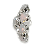 Unique Opal Petal Button, 23mm, White Iridescence, Crystal Accents, Shank - FBTN250 - Silver / 23mm 