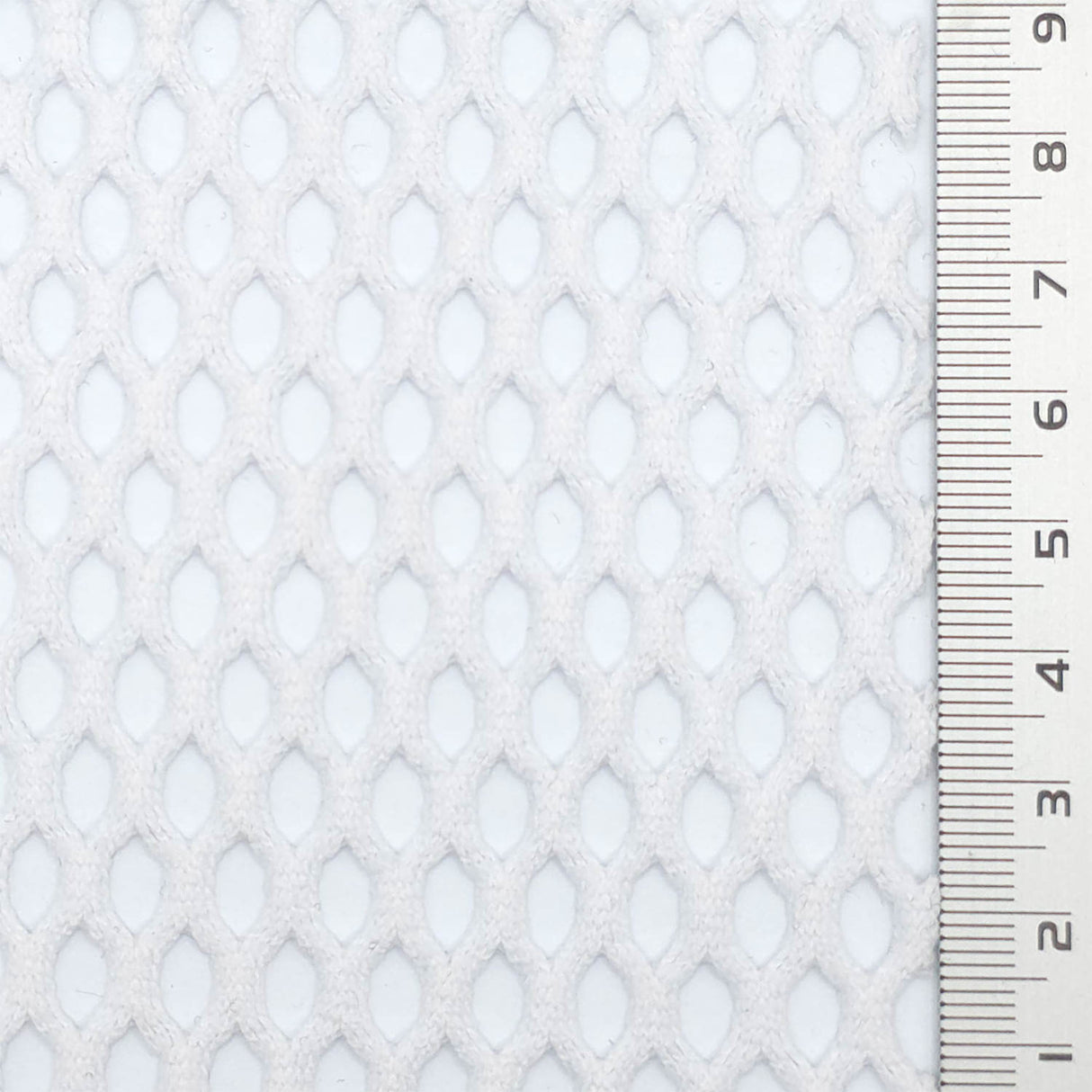 White Structured Mesh Poly Knit Fabric - FAB1847