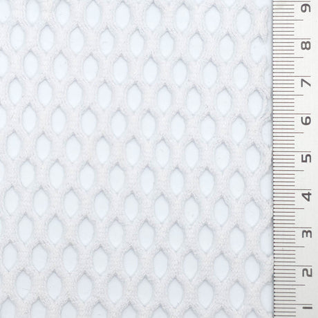 White Structured Mesh Poly Knit Fabric - FAB1847