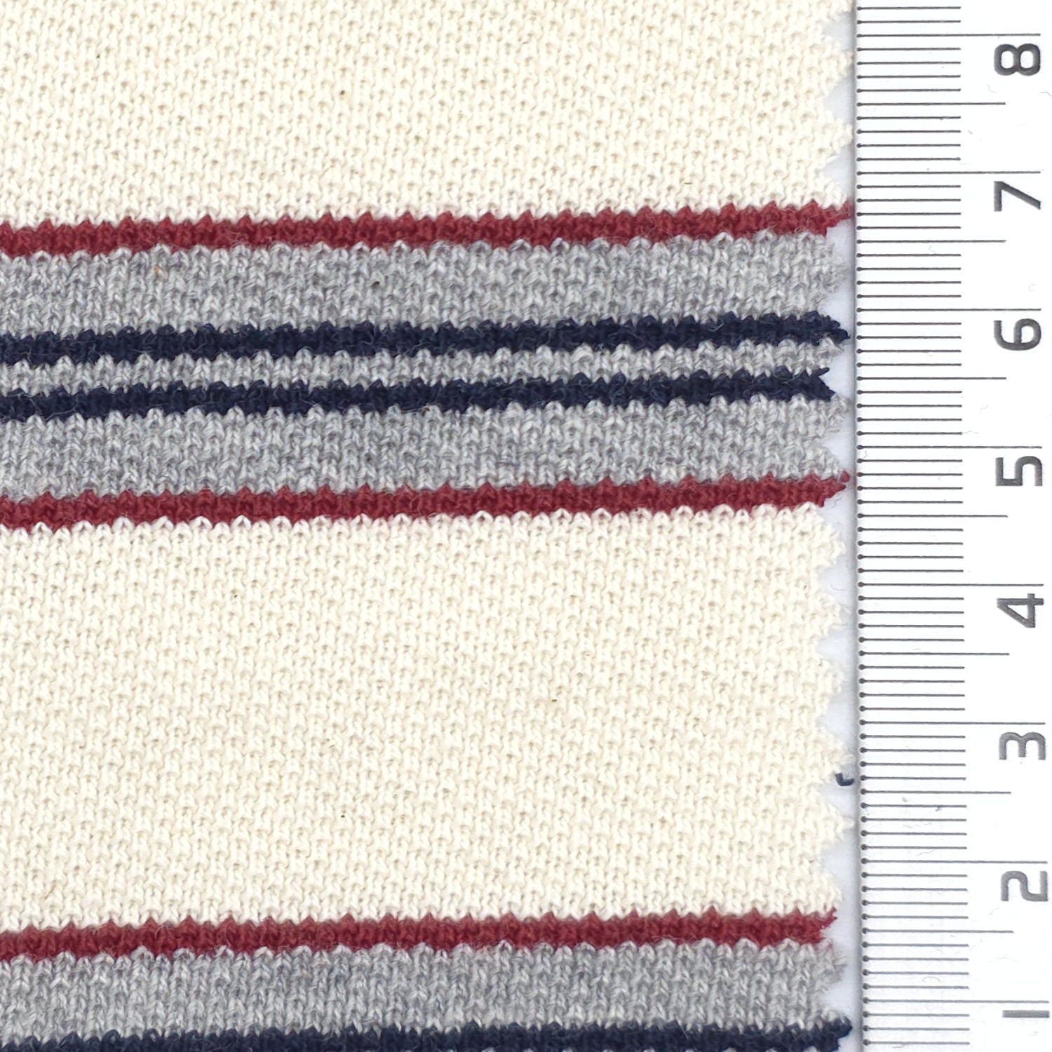 Cream - Textured Medium Weight Striped Pique Cotton Knit Fabric - FAB 1930