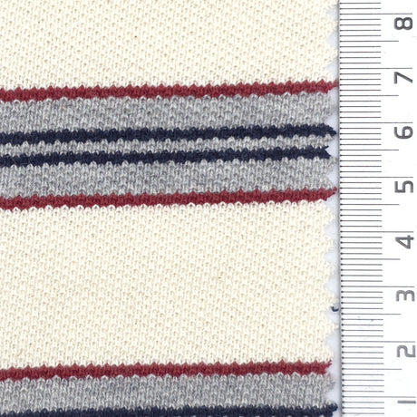 1: Light Blue-2: Light Pink-3: Cream-4: Light Gray-5: Rust - Textured Medium Weight Striped Pique Cotton Knit Fabric - FAB 1930