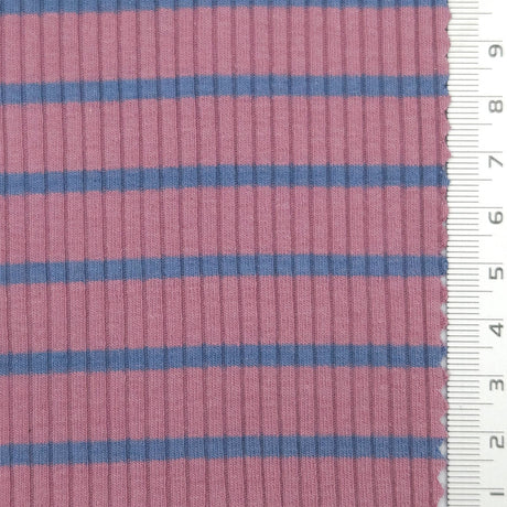 Stripe Rib YarnDyed Rayon Spandex Knit Fabric - FAB1778 - 1.Orange-2.Teal-3.Pink 