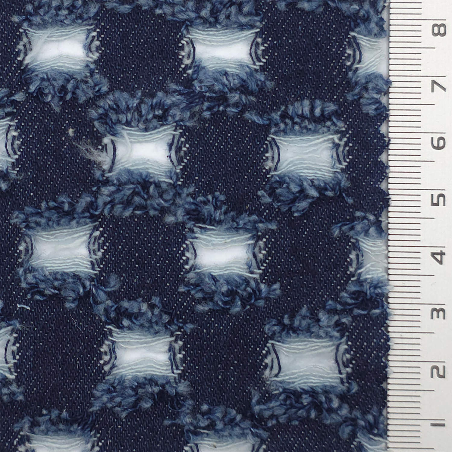 1.Light Blue-2.Medium Blue-3.Dark Blue-Swatch - Distressed Denim Cotton Woven Fabric - FAB 1833