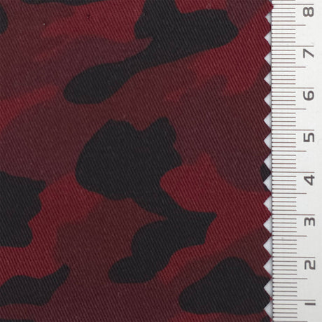 Burgundy Camouflage Twill Cotton Woven Fabric - FAB1844