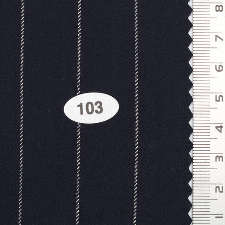 20 mm Pin Stripe Spandex Polyester Metallic Rayon Woven Fabric - FAB1751 - 1.Charcoal-2.Navy-3.Dark Navy-4.White-5.Black 
