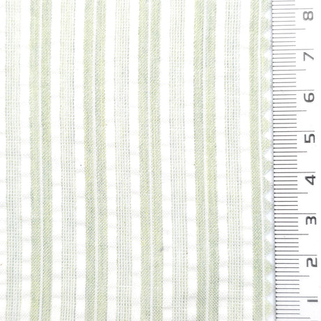 Pale Green - Dobby Stripe Woven Cotton Poly Shirting Fabric - FAB1859