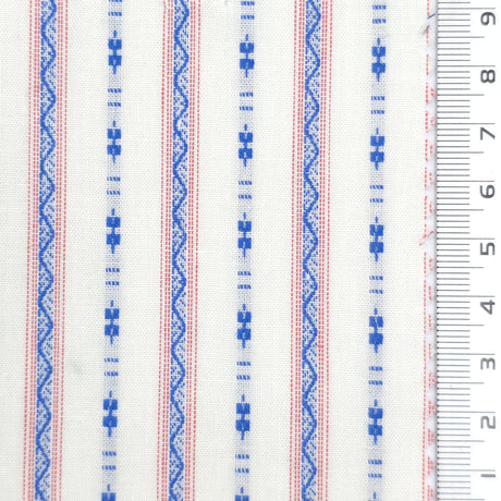 1: Black-2: Red-3: Blue-4: Tan-Swatch - Lightweight Textured Dobby Geometric Stripe Cotton Woven Fabric - FAB 1924
