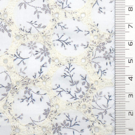 Print Leaf Embroidery Cotton Woven Fabric - FAB1821 - 1.Navy Black-2.Beige-3.Ivory 