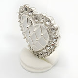 Sweet Heart Button, 21mm, White & Crystal, Delicate Design, Fashion & Craft - FBTN254 - Silver / 21mm 