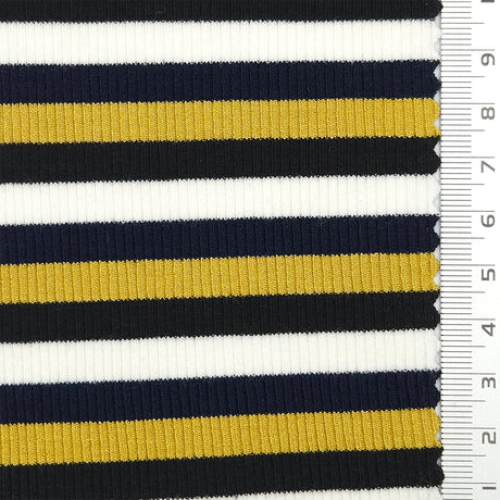 Stripe Rib YarnDyed Rayon Spandex Knit Fabric - FAB1779 - 1.Red-2.Light blue-3.Yellow-4.Black 