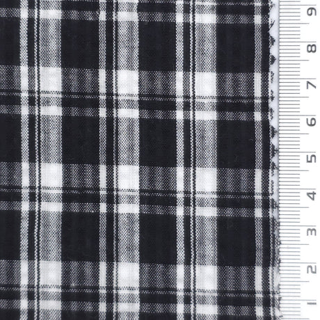1: Black-2: Blue-3: Navy Blue-4: Black-Swatch - Lightweight Crisp Check Cotton Poly Shirting Woven Fabric - FAB 1925