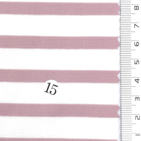 1: Light Blue-2: Pink Beige-3: Navy Blue-4: Dusty Rose-5: Dark Brown - Stable Medium Weight Striped Poly Cotton Span Ponte Knit Fabric - FAB 1922