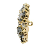 Statement Button: 25mm Crystal & Gunmetal Flower Button in Gold Setting - FBTN243 - Gold/Black / 25mm 