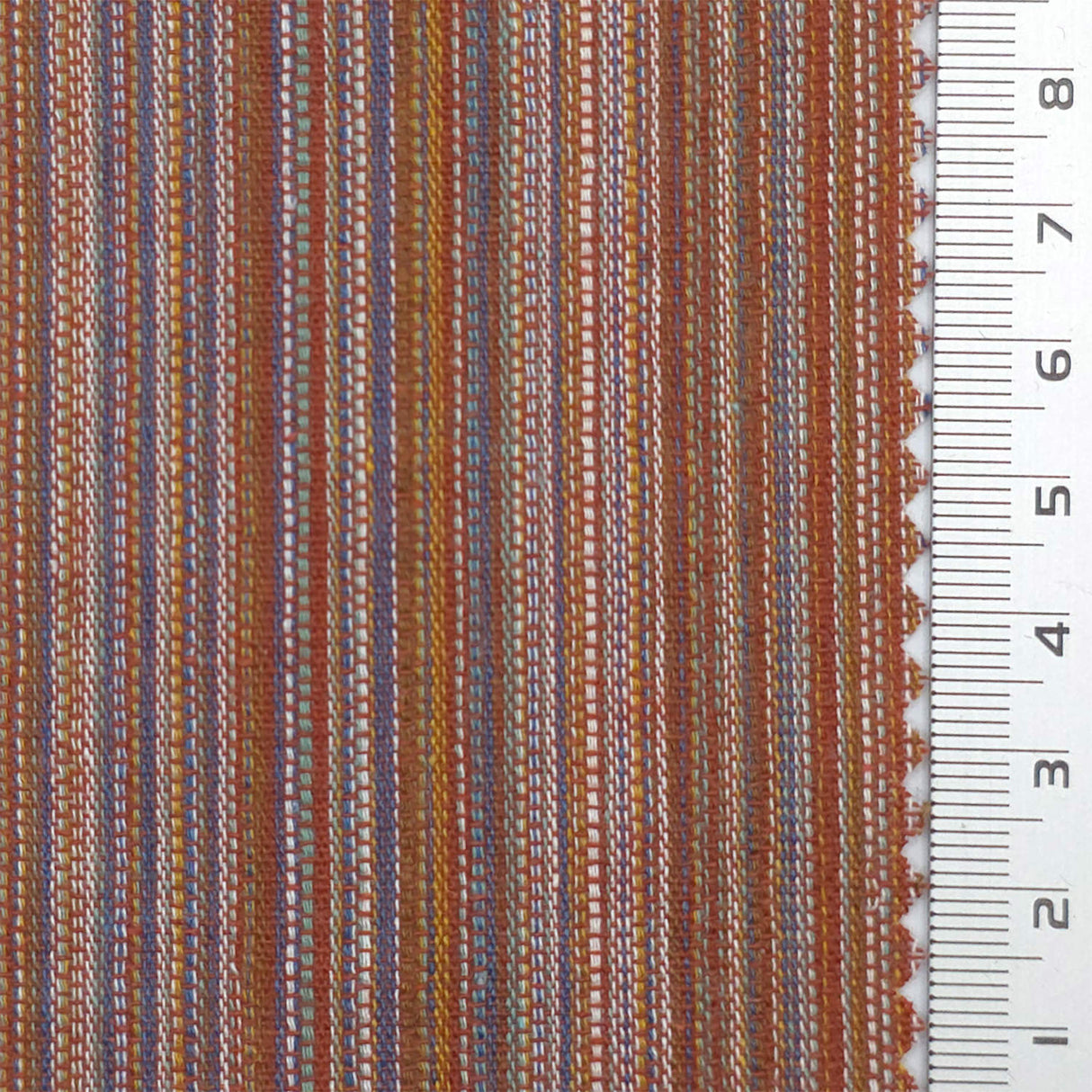 Brick Red Textured Stripe Cotton Woven Fabric - FAB1825