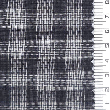 1: Dark Navy Blue-2: Steel Blue-3: White-4: Charcoal Grey-Swatch - Very Light Plaid Cotton Voile Woven Fabric - FAB 1937