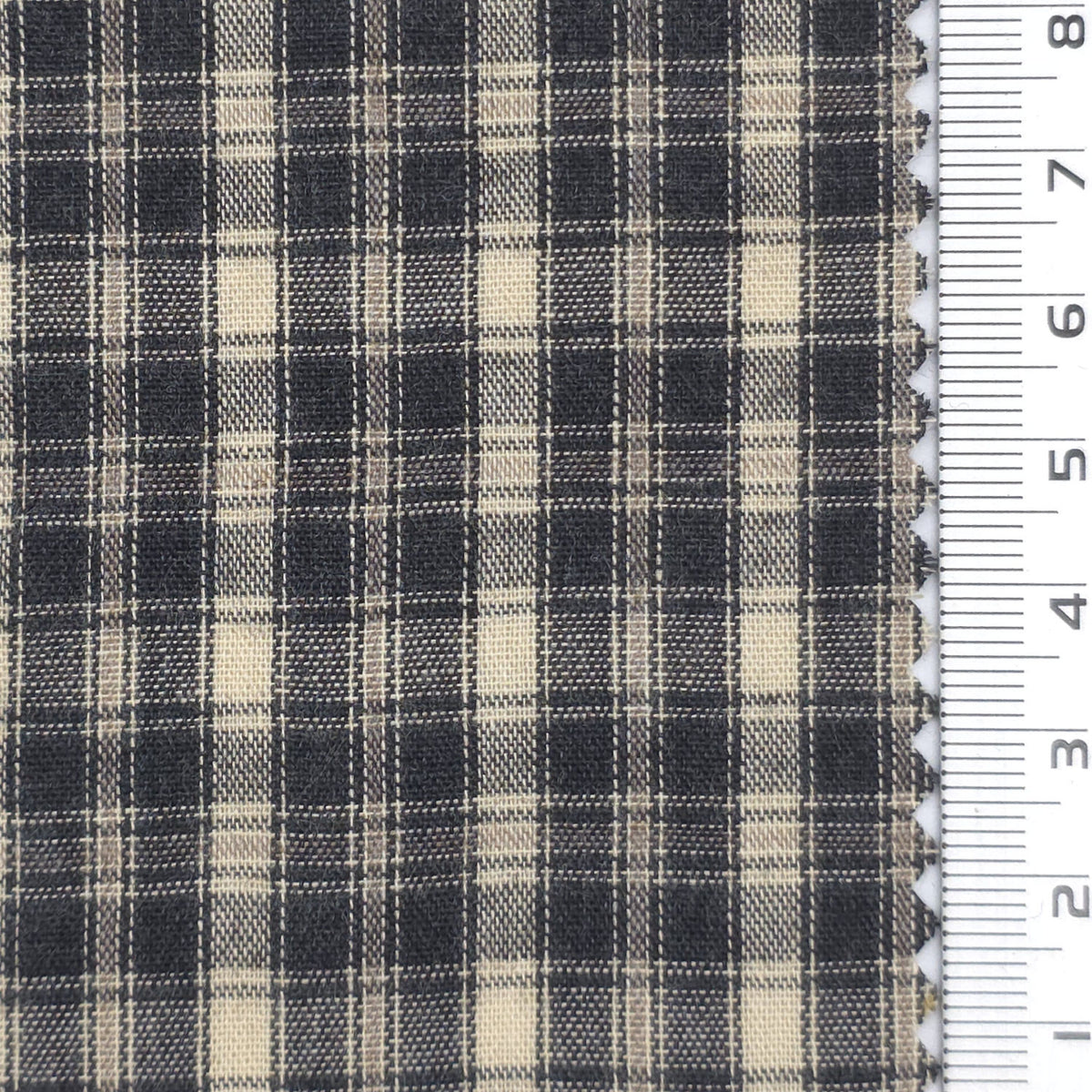 1: Navy Blue-2: Taupe-3: Mustard Yellow-4: Black-Swatch - Lightweight Crisp Check Cotton Poly Shirting Woven Fabric - FAB 1938