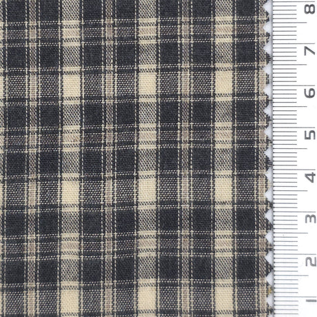 1: Navy Blue-2: Taupe-3: Mustard Yellow-4: Black-Swatch - Lightweight Crisp Check Cotton Poly Shirting Woven Fabric - FAB 1938