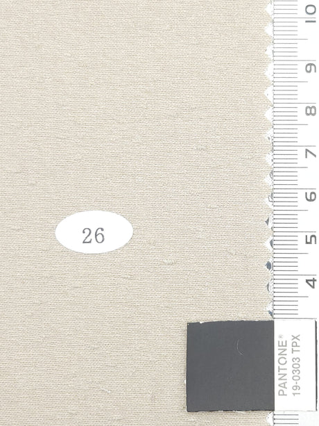 Solid Enzyme Recycled Slub Washing Polyester Rayon Cotton Woven Fabric - FAB1712 - 1.Soft Amber-2.Moon Mist-3.Cotton Seed-4.Pearl Bush-5.Ivory-6.White-7.Navy-8.Black 