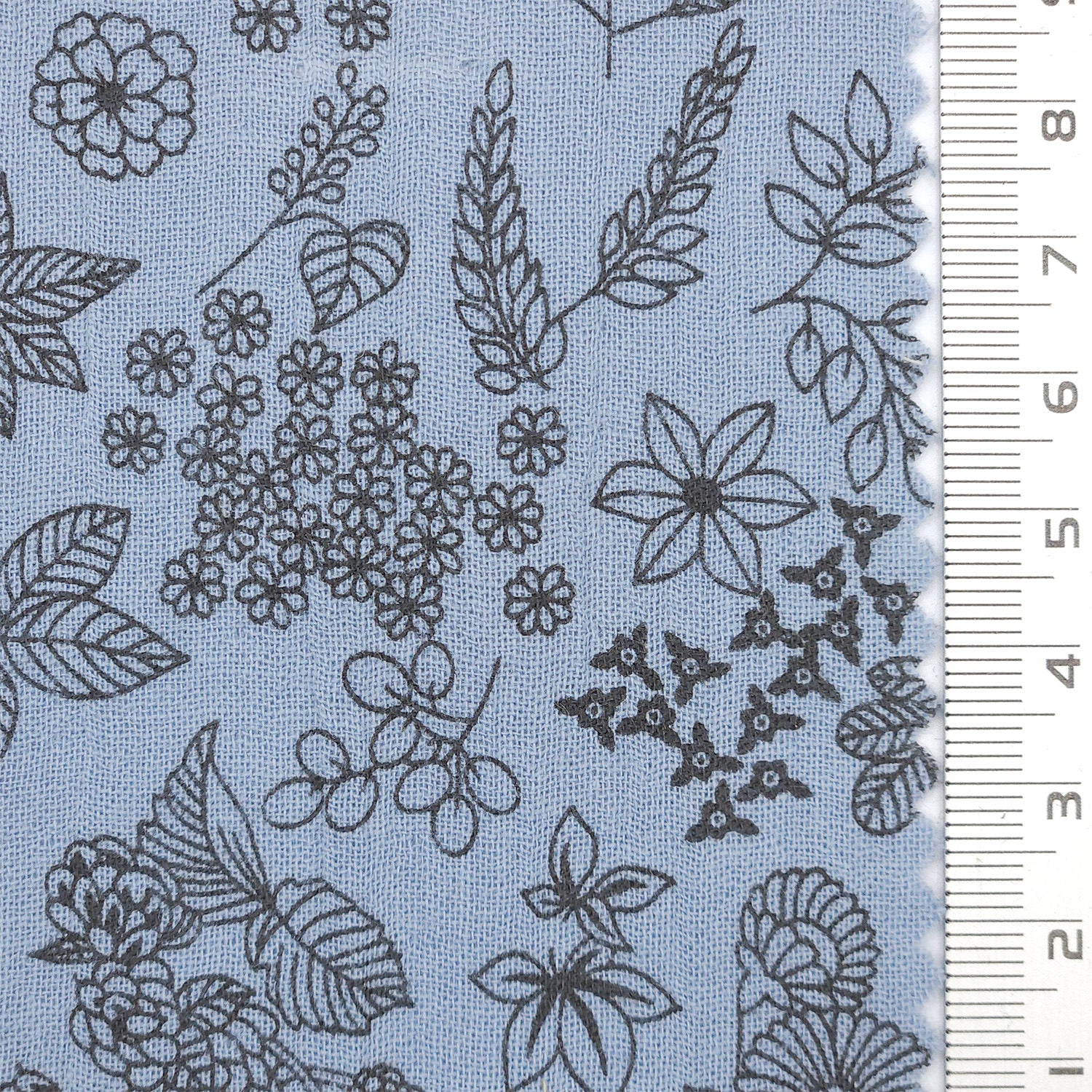 Intricate Botanical Toile Print Gauze Cotton Woven Fabric - FAB1750 - 1.Ivory-2.Cream-3.Beige-4.Powder blue-5.Rose-6.Black 