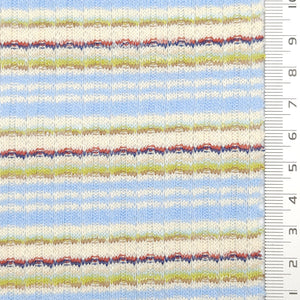 Stripe Rib YarnDyed Cotton Knit Fabric - FAB1777 - Light blue