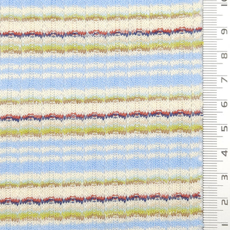 Stripe Rib YarnDyed Cotton Knit Fabric - FAB1777 - 1.Red-2.Green-3.Pink-4.Light blue-5.Black 