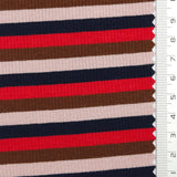 Stripe Rib YarnDyed Rayon Spandex Knit Fabric - FAB1779 - 1.Red-2.Light blue-3.Yellow-4.Black 