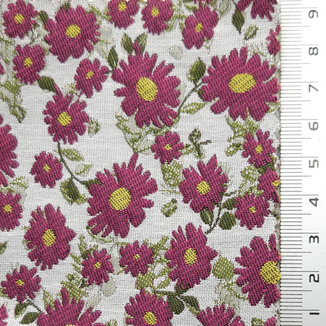 Floral Jacquard YarnDyed Polyester Woven Fabric - FAB1622 - 1.Pink-2.Red-3.Mint-4.Garnet-5.Navy 