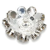 Unique Opal Petal Button, 23mm, White Iridescence, Crystal Accents, Shank - FBTN250 - Silver / 23mm 