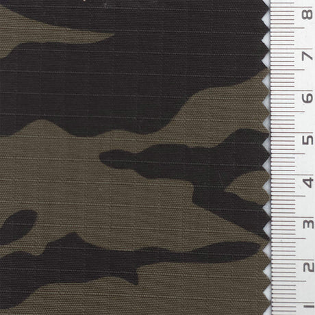 Brown Tiger Camouflage Ripstop Poly Cotton Woven Fabric - FAB1840