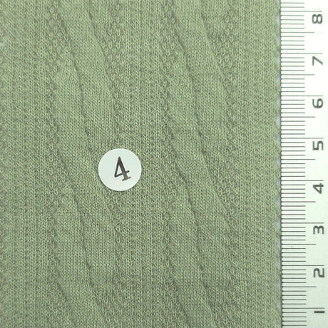 Sage Green - Cable Jacquard Poly Span Knit Fabric - FAB1857