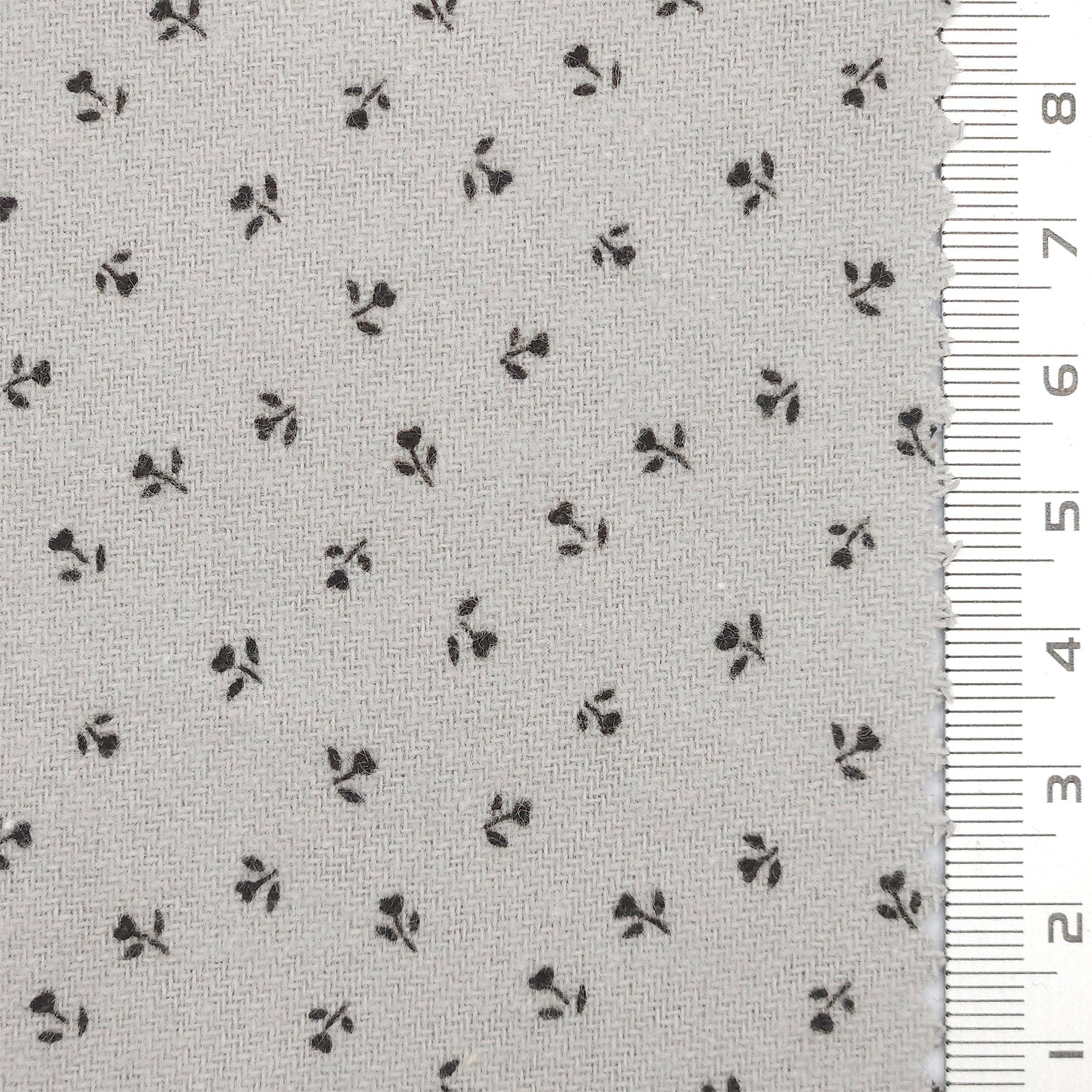 Scattered Floral Front Brushed Print Twill Cotton Woven Fabric - FAB 1748 - 4.Light gray