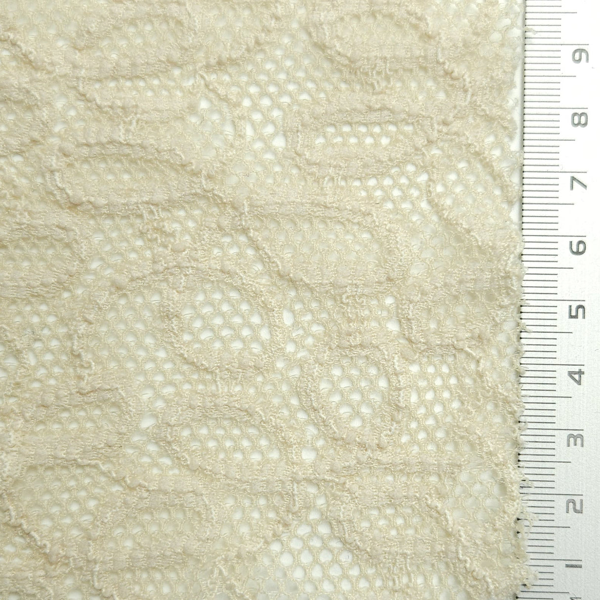 Solid Coversational Lace Nylon Spandex Knit Fabric | FAB1575 | 1.White, 2.Frost, 3.Dust Storm, 4.Promenade, 5.Lucky Point, 6.Black by Fabricis.com #