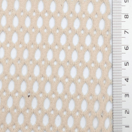 Beige Textured Mesh Poly Knit Fabric - FAB1848