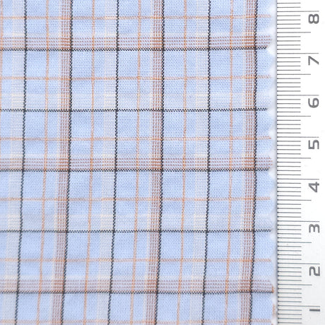 Tattersall Check Polyester Cotton Woven Fabric - FAB1969 - Light Blue