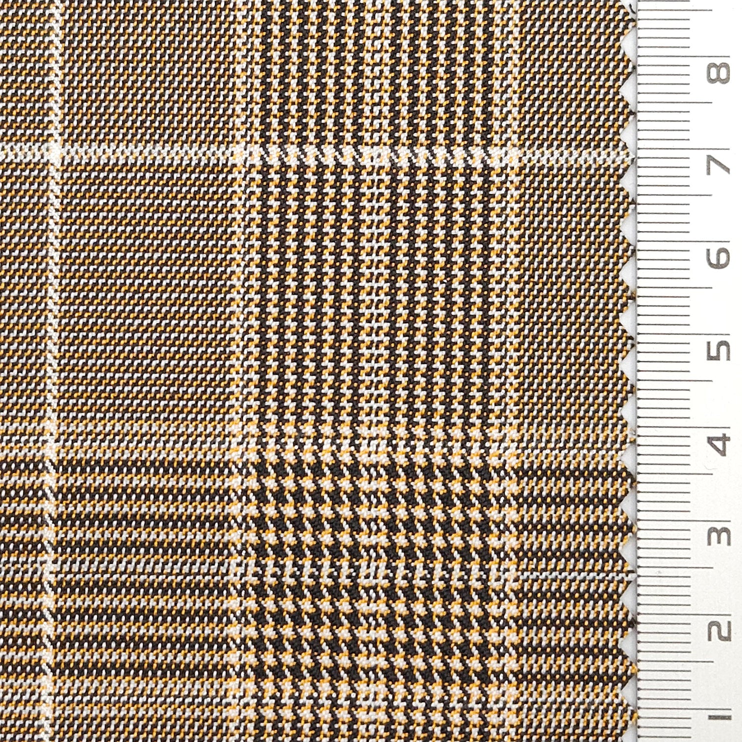Glen Check YarnDyed Spandex Rayon Polyester Woven Fabric - FAB 1769 - 4.Light brown plaid