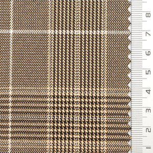 Glen Check YarnDyed Spandex Rayon Polyester Woven Fabric - FAB1769 - Light brown plaid