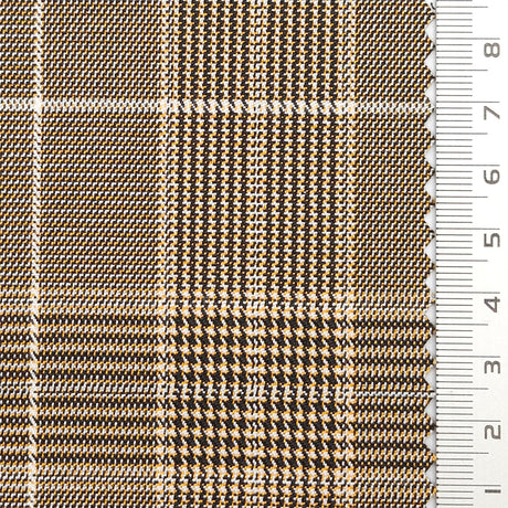 Glen Check YarnDyed Spandex Rayon Polyester Woven Fabric - FAB1769 - 1.Black and purple plaid-2.Olive green and Black plaid-3.Black and orange plaid-4.Light brown plaid-5.Black and blue plaid-6.Black and grey plaid 