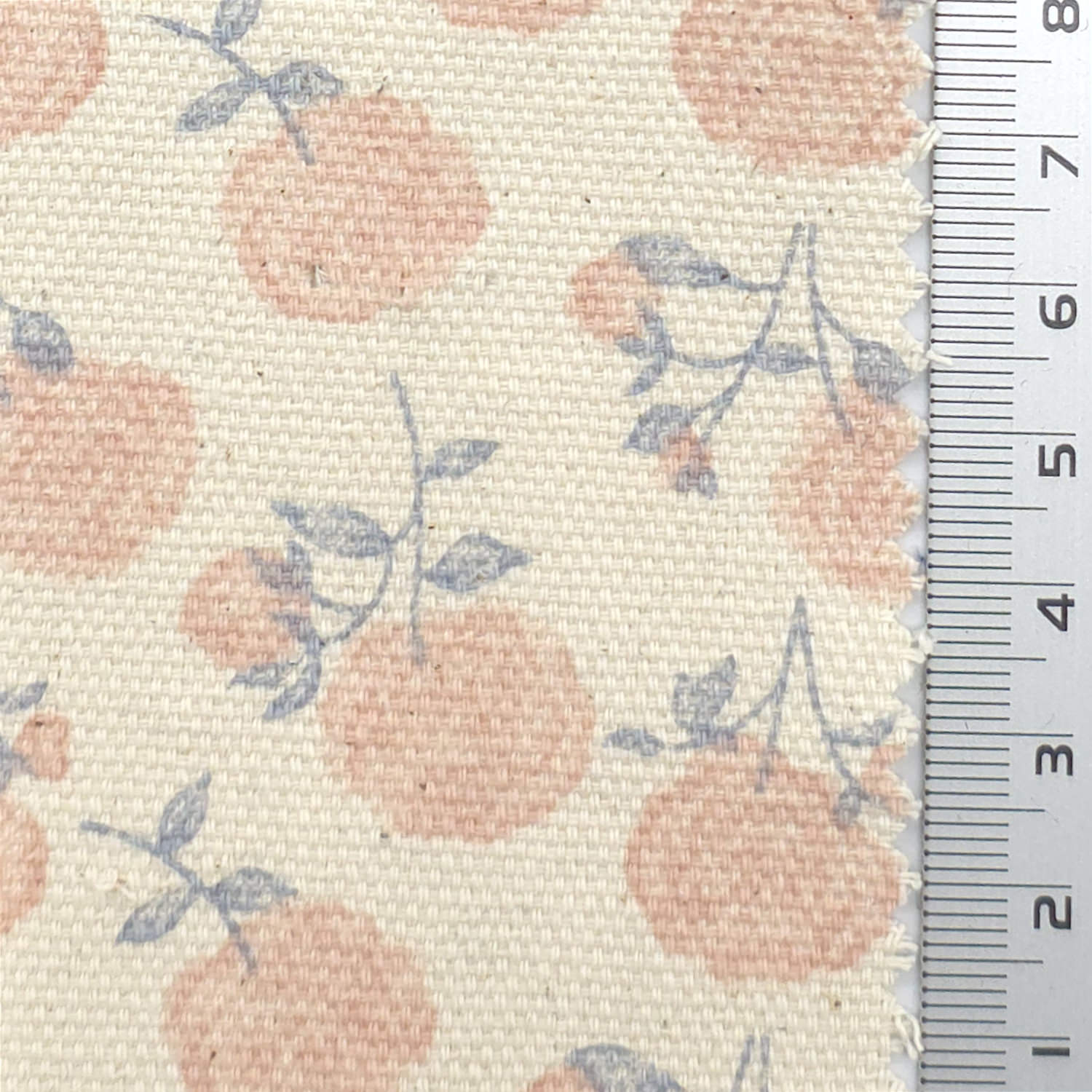 Cream/Peach - 10 Count Floral Oxford Cotton Woven Fabric - FAB1912