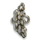 Milky White Faux Opal Button, 18mm, Cluster Shank Button, Silver Setting - FBTN246 - Silver / 18mm 