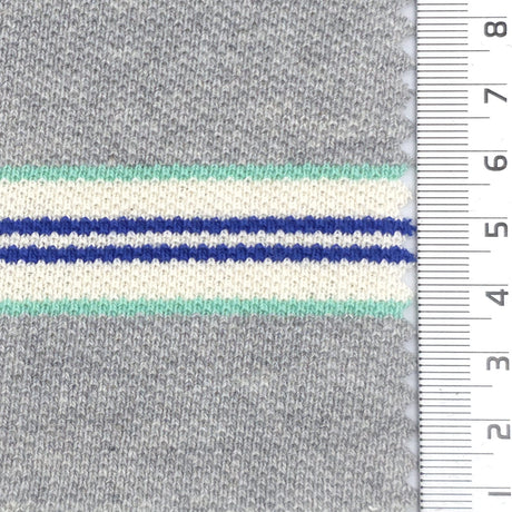 1: Light Blue-2: Light Pink-3: Cream-4: Light Gray-5: Rust - Textured Medium Weight Striped Pique Cotton Knit Fabric - FAB 1930