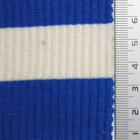 1 Inch Stripe Rib Cotton Spandex Knit Fabric - FAB1608 - 1.White/Black-2.White/Navy-3.White/Red-4.White/Blue-5.White/Blue-6.White/Pink-7.White/Grey-8.White/Green-9.White/Beige-10.White/Royal 