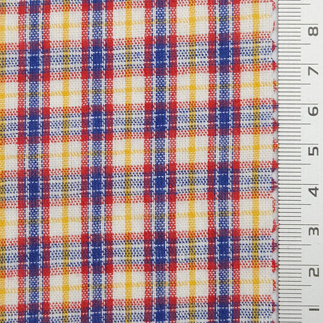 Multi Color Check YarnDyed Polyester Cotton Woven Fabric - FAB1788 - 1.Red-2.Green-3.Red-4.Purple-5.Grey-6.Purple-7.Orange 