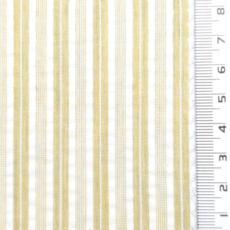 Pale Yellow - Dobby Stripe Woven Cotton Poly Shirting Fabric - FAB1859