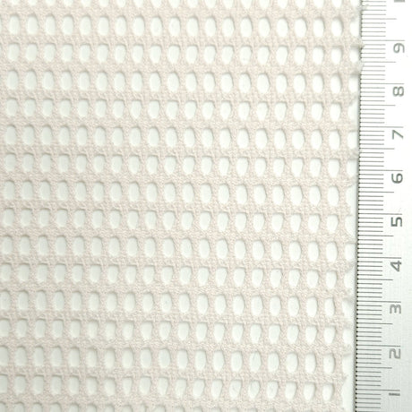 Solid Lace Mesh Polyester Knit Fabric | FAB1576 | 1.White, 2.Travertine, 3.Loafer, 4.Porcelain, 5.Midnight Express, 6.Black by Fabricis.com #