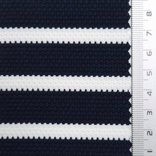 Stripe Waffle Polyester Spandex Knit Fabric | FAB1564 | 1.Navy - Stripe, 2.Black - Stripe, 3.Grey - Stripe, 4.Navy - Stripe, 5.Black - Stripe, 6.Grey - Stripe, 7.Navy - Solid, 8.Black - Solid, 9.Grey - Solid, 10.White - Solid by Fabricis.com #