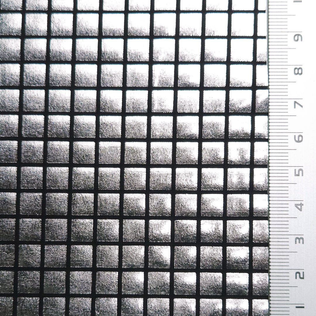 1.Gold (Animal)-2.Silver (Animal)-3.Black (Square)-4.Silver (Square)-5.Black (Dot) - Foil Spandex Polyester Knit Fabric - FAB 1566